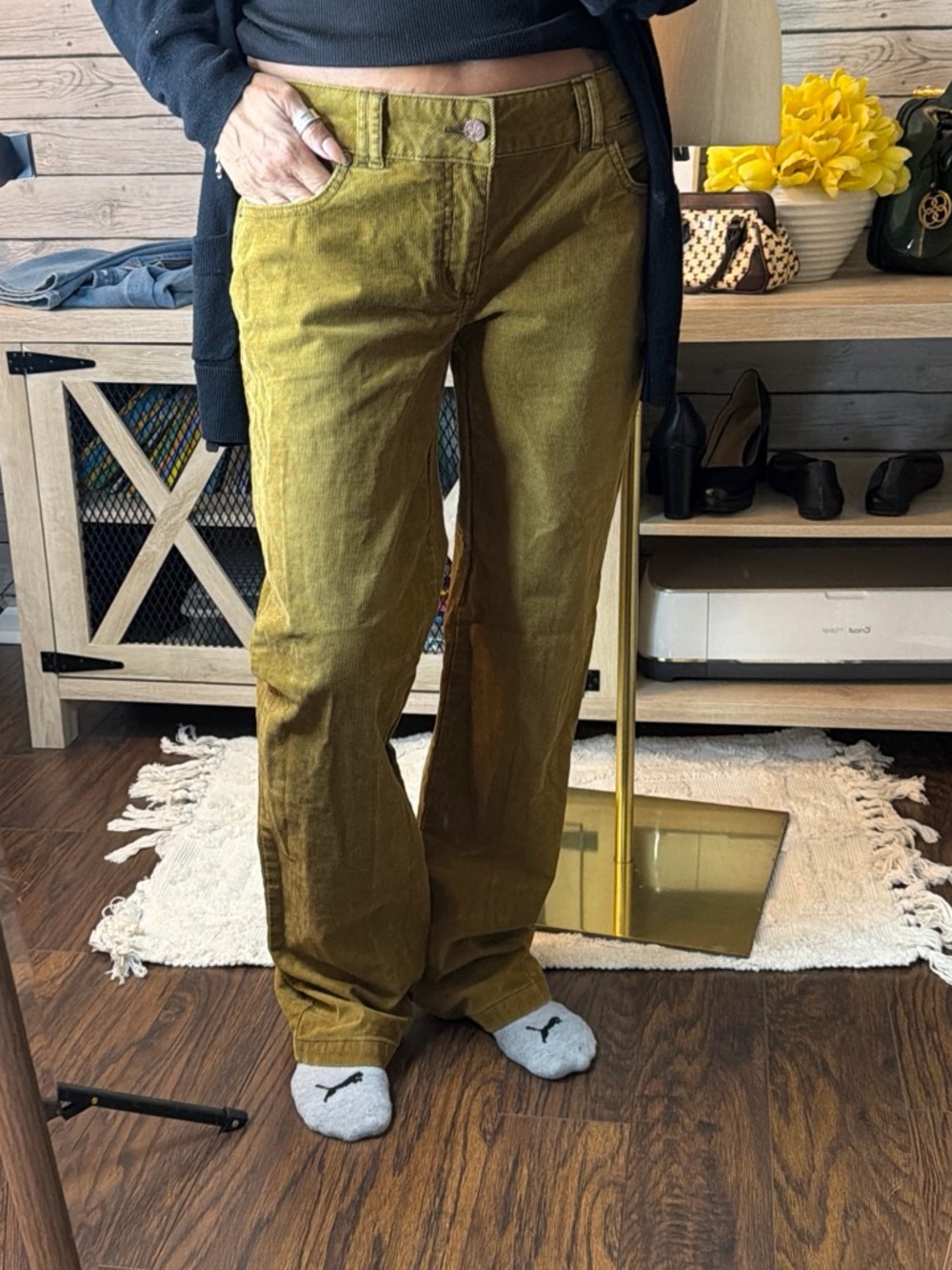 Prana Tan Yellow corduroy pants with a boho vibe